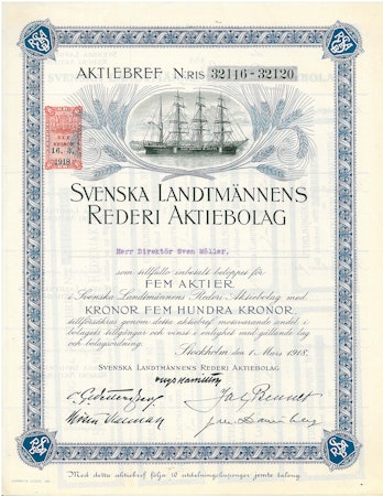 Svenska Landtmännens Rederi AB 500 kr