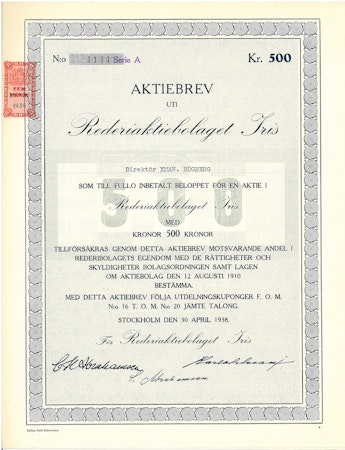 Rederi AB Iris, 1938