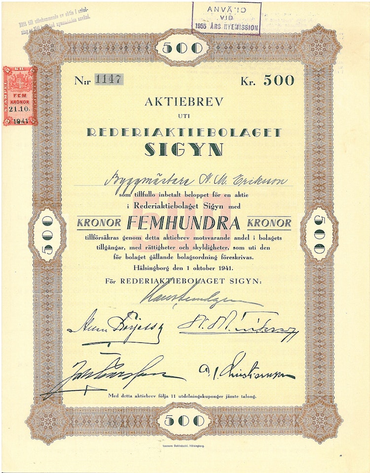 Rederi AB Sigyn, 1941