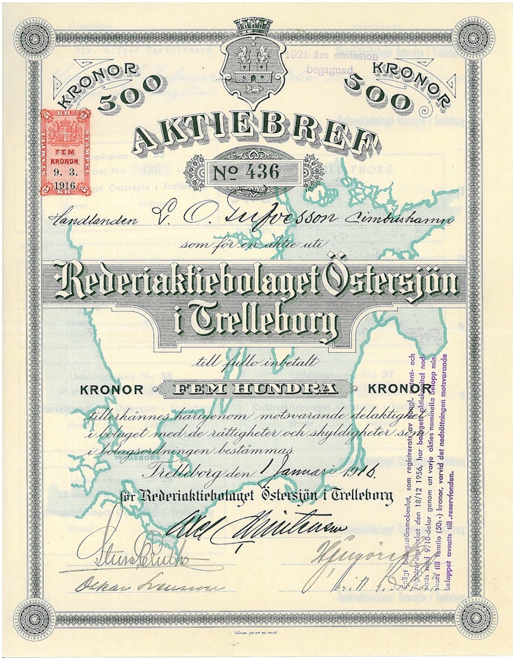 Rederi AB Östersjön i Trelleborg 1916