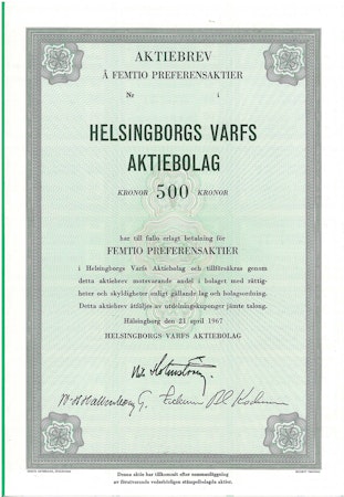 Helsingborgs Varfs AB, 500 kr, 1967