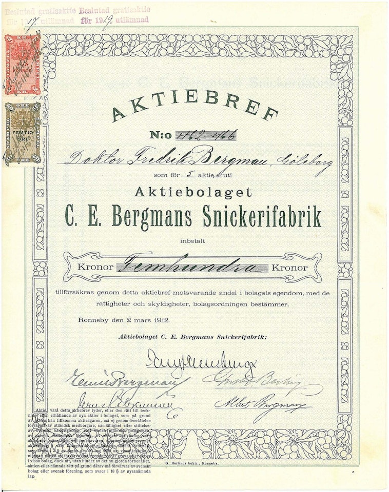 Bergmans Snickerifabriker, AB  C.E.