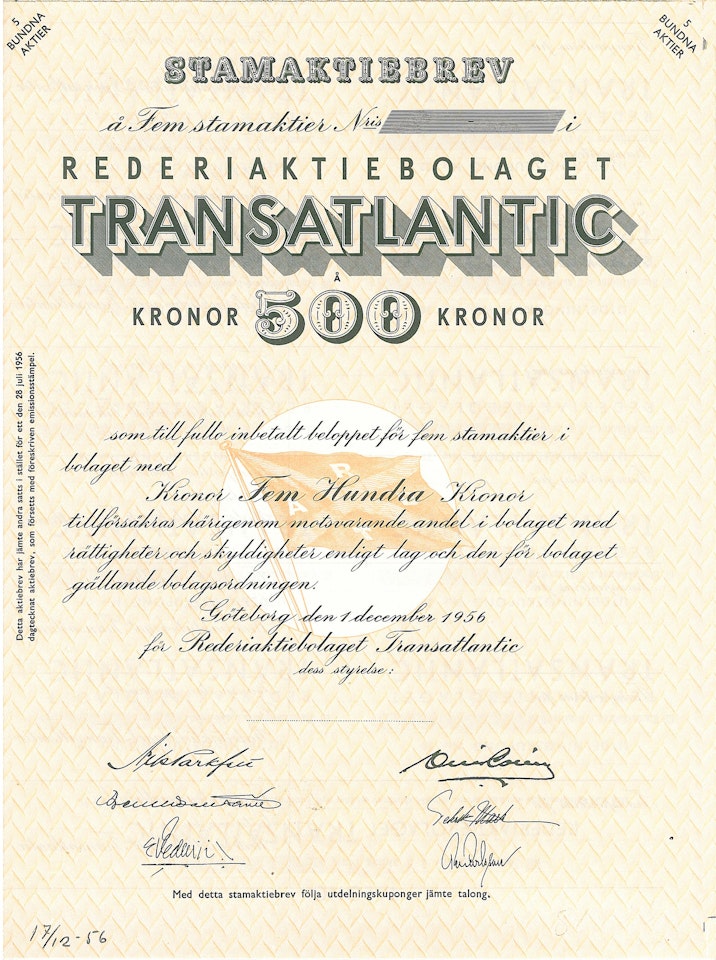 Rederi AB Transatlantic, 1956
