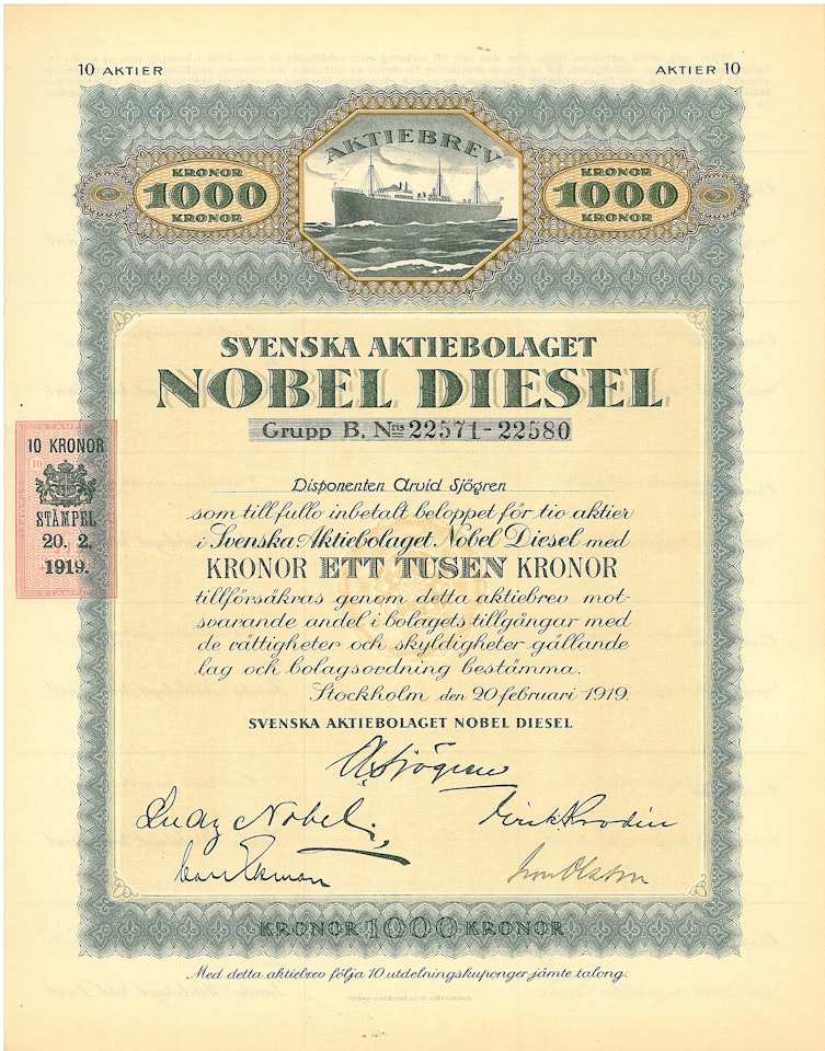 Svenska AB Nobel Diesel, 1000 kr