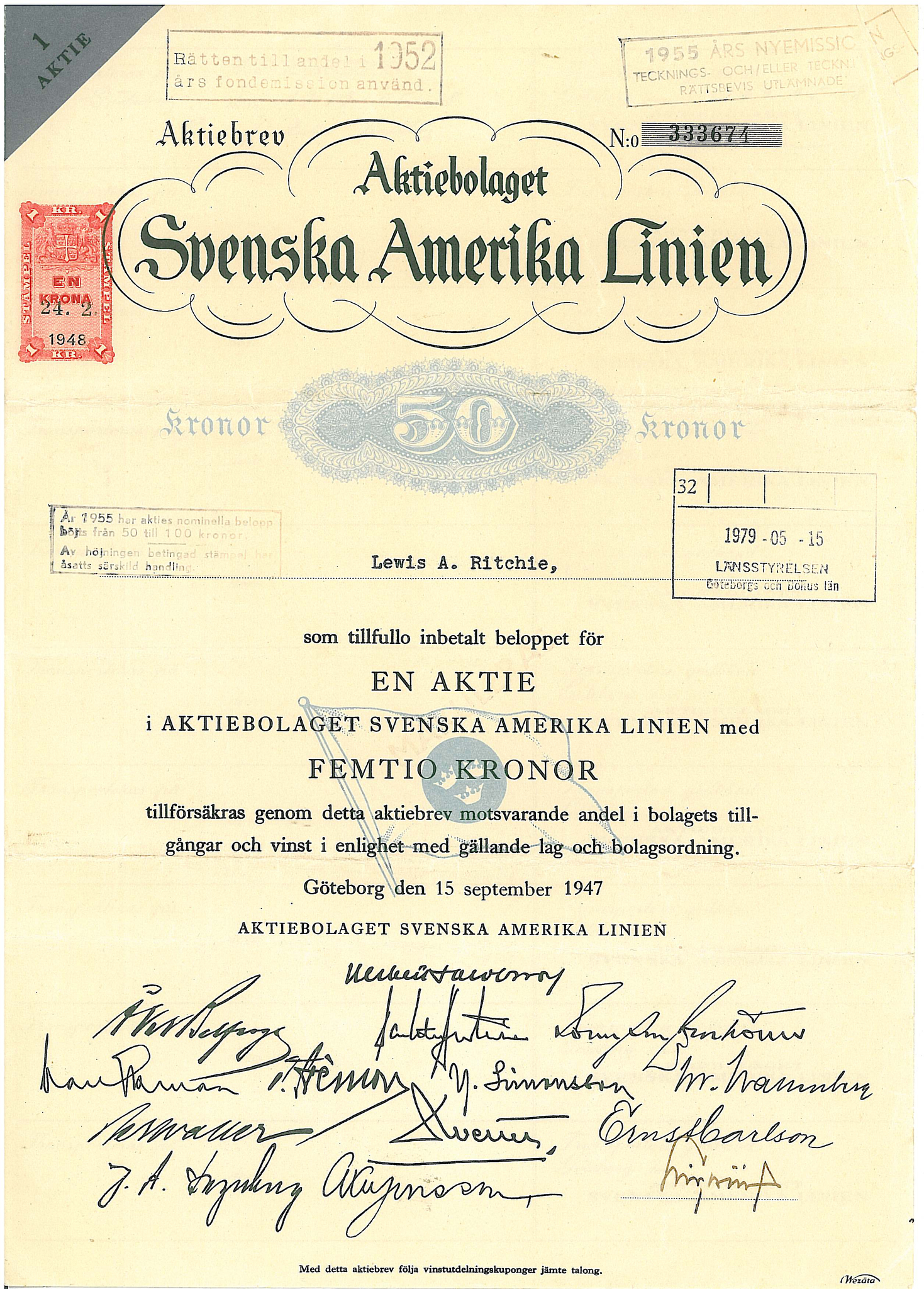 Svenska Amerika Linien, AB