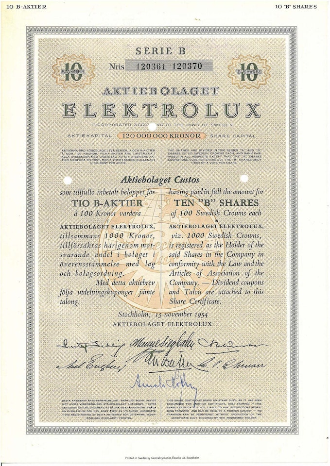 Electrolux, AB, 1954