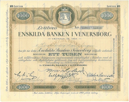 Enskilda Banken i Venersborg, 1000 kr