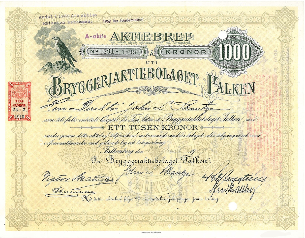 Bryggeri AB Falken, 1917