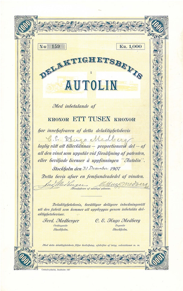 Autolin, Delaktigetsbevis