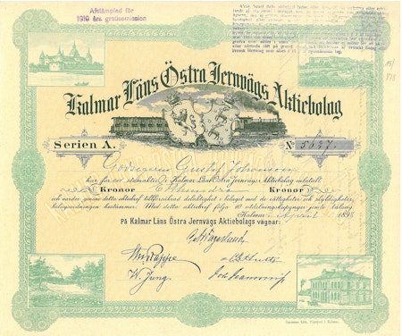 Kalmar Läns Östra Järnvägs AB, 100 kr, 1896