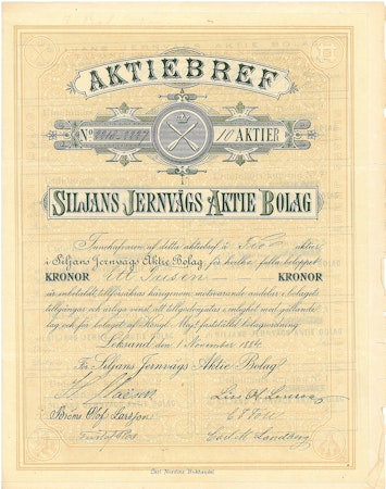 Siljans Jernvägs AB, 1 000 kr, 1884