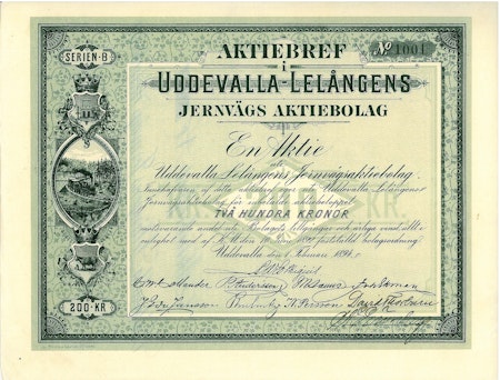Uddevalla Lelångens Jernväg AB, 200 kr, 1894
