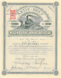 Wexiö-Wirserums Järnvägs AB, 100 kr, 1912