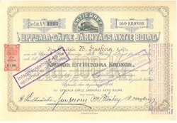 Uppsala-Gäfle Järnvägs AB, 100 kr, 1889