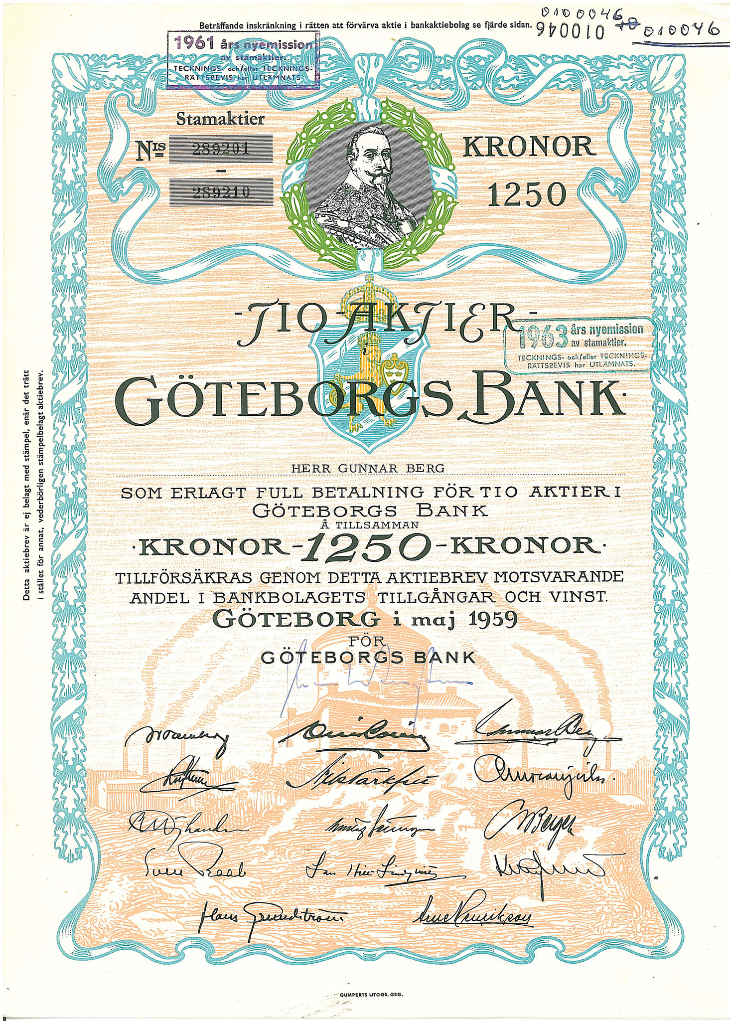 Göteborgs Bank, 1959