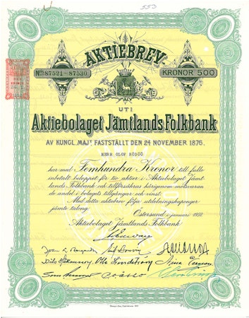 Jämtlands Folkbank, 1952