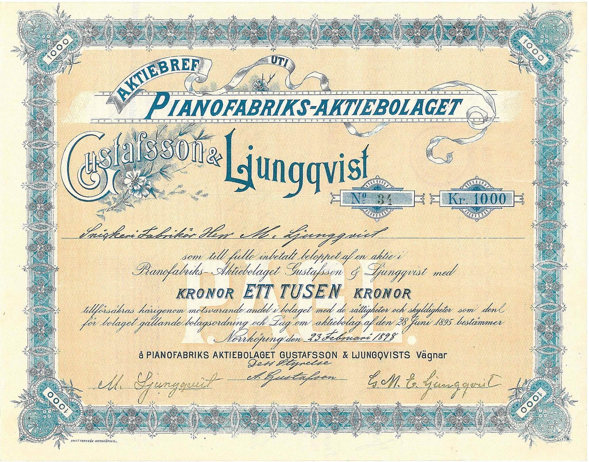 Pianofabriks AB Gustafrsson & Ljungqvist