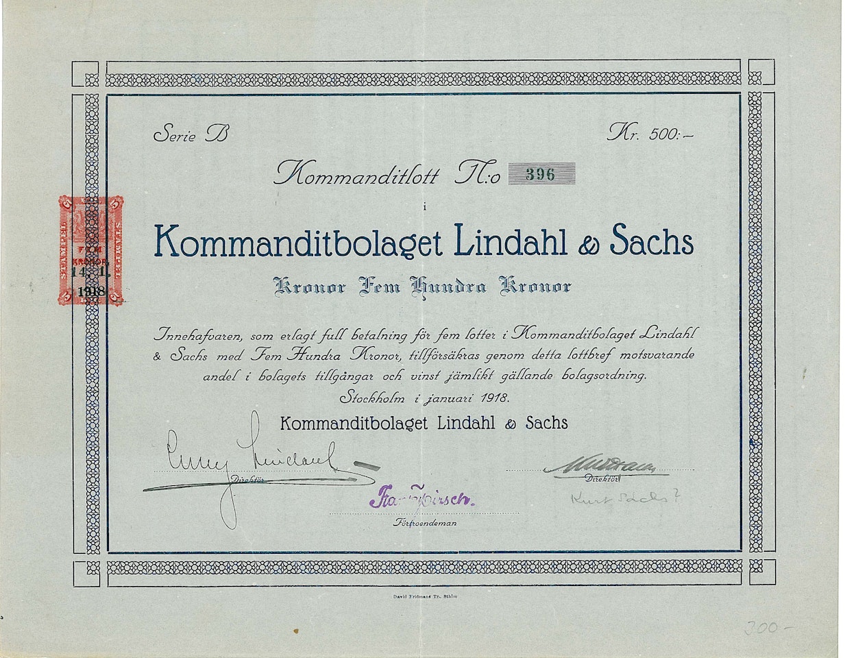 Kommanditbolaget Lindahl & Sachs