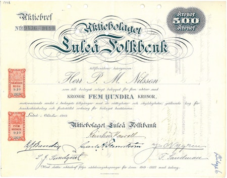 Luleå Folkbank, AB, 1919
