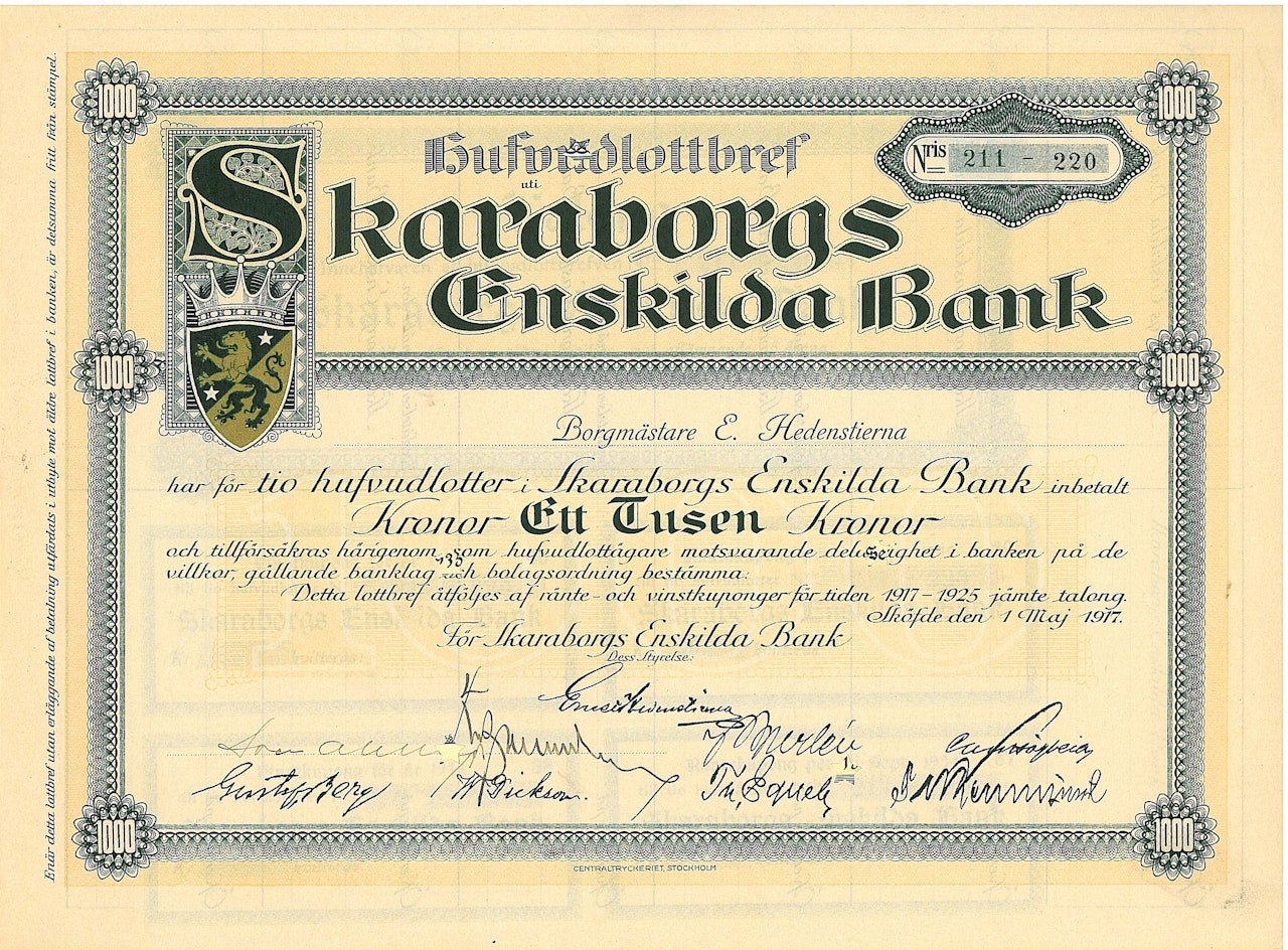 Skaraborgs Enskilda Bank, 1000 kr
