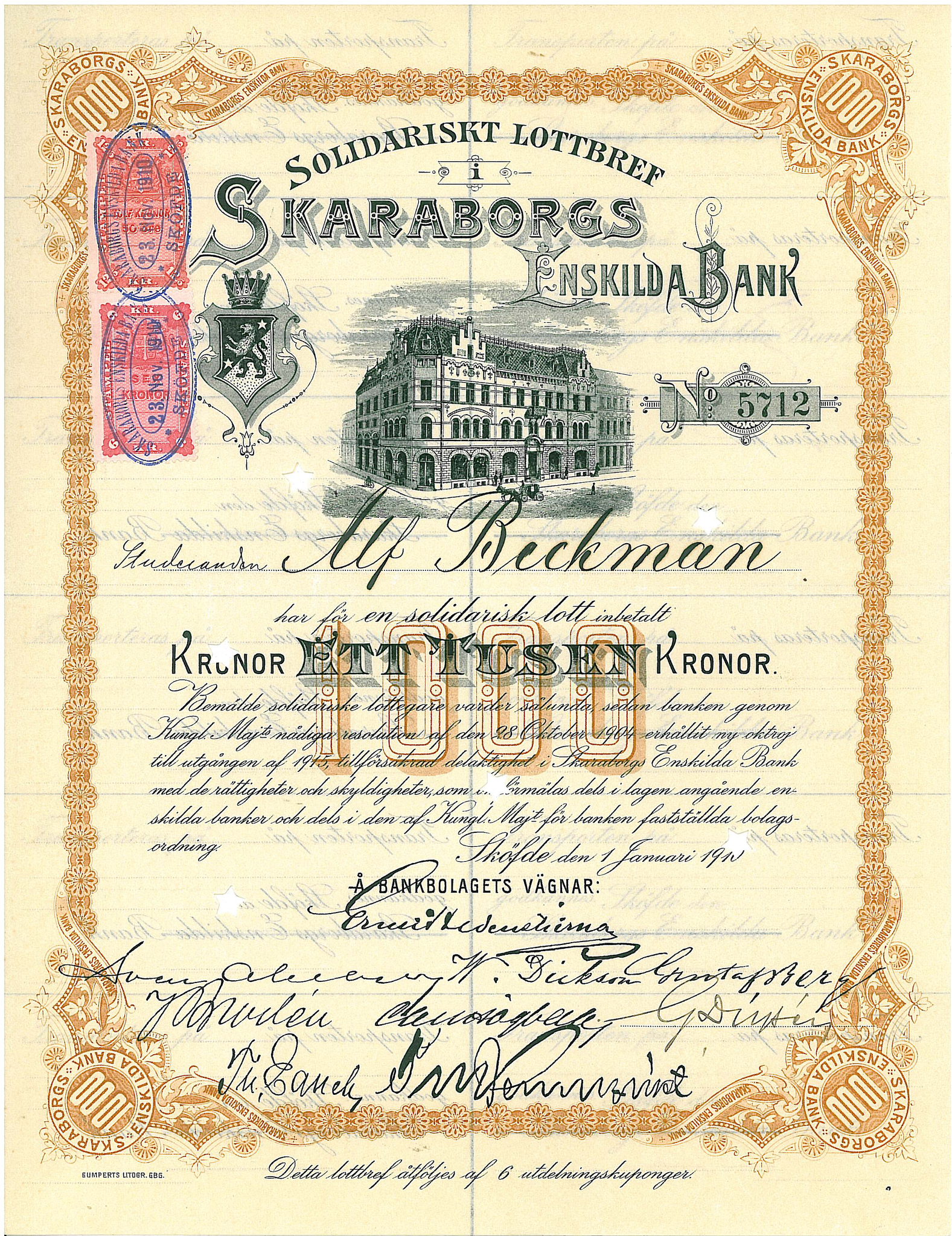Skaraborgs Enskilda Bank, 1916