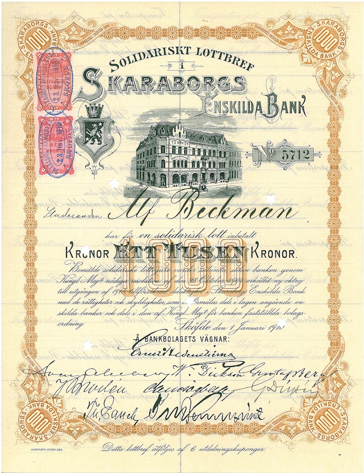 Skaraborgs Enskilda Bank, 1916