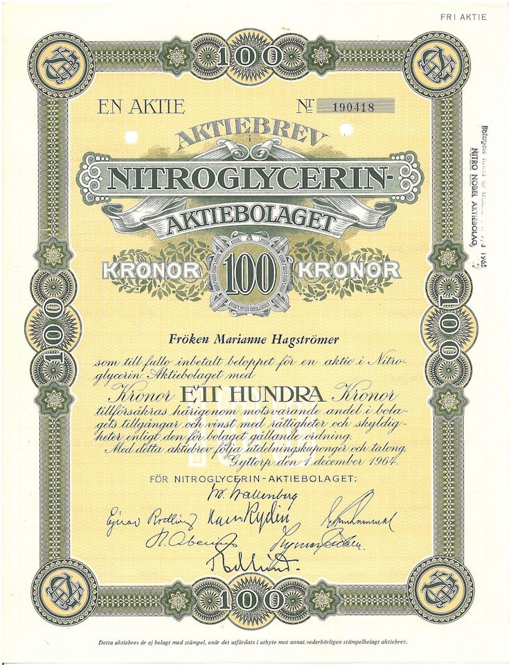 Nitroglycerin AB, 1964