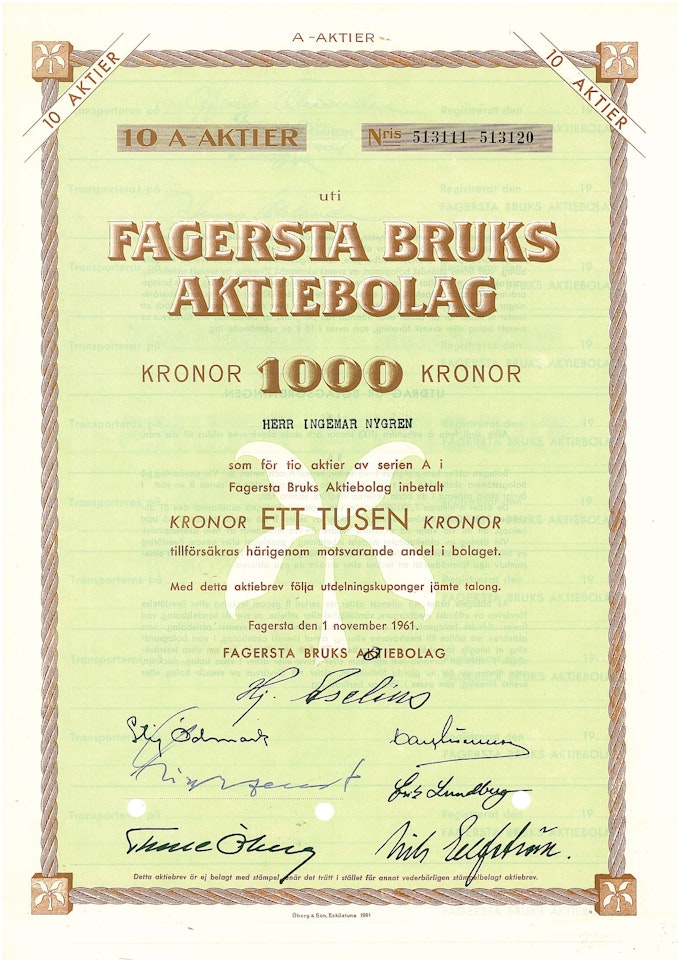 Fagersta Bruk, AB, 1000 kr