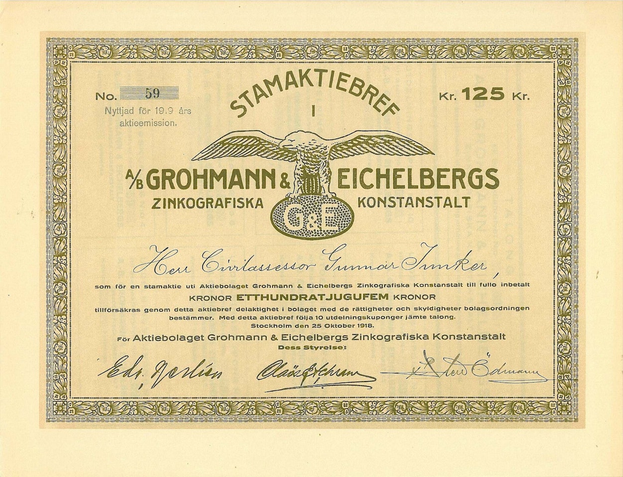 Grohann & Eichelbergs Zinkografiska, Konstanstalt