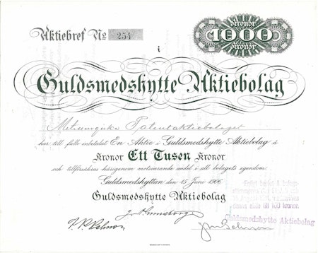 Guldsmedshytte AB, 1906, 1000 kr