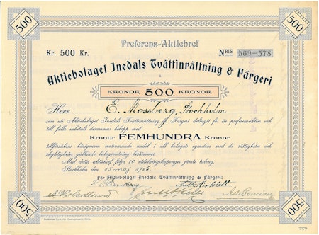 Inedals Tvättinrättning & Färgeri, AB, 1906