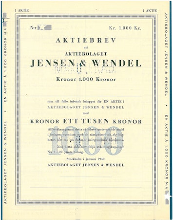 Jensen & Wendel, AB, 100 kr