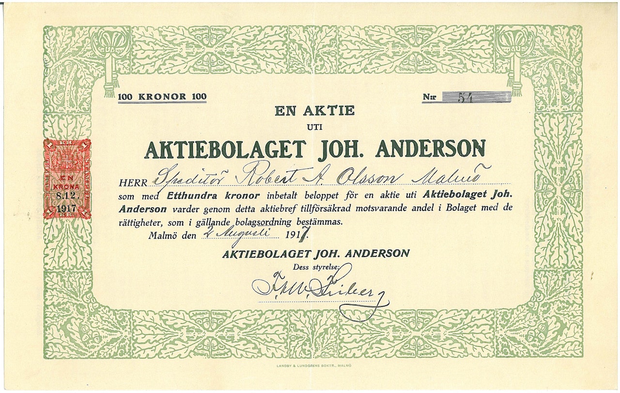 Joh. Andersson, AB, 1917