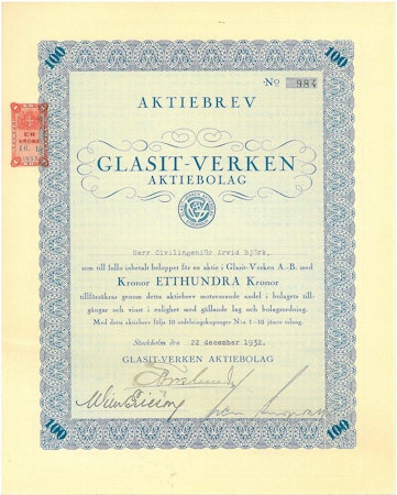 Glasit-Verken AB, 100 kr