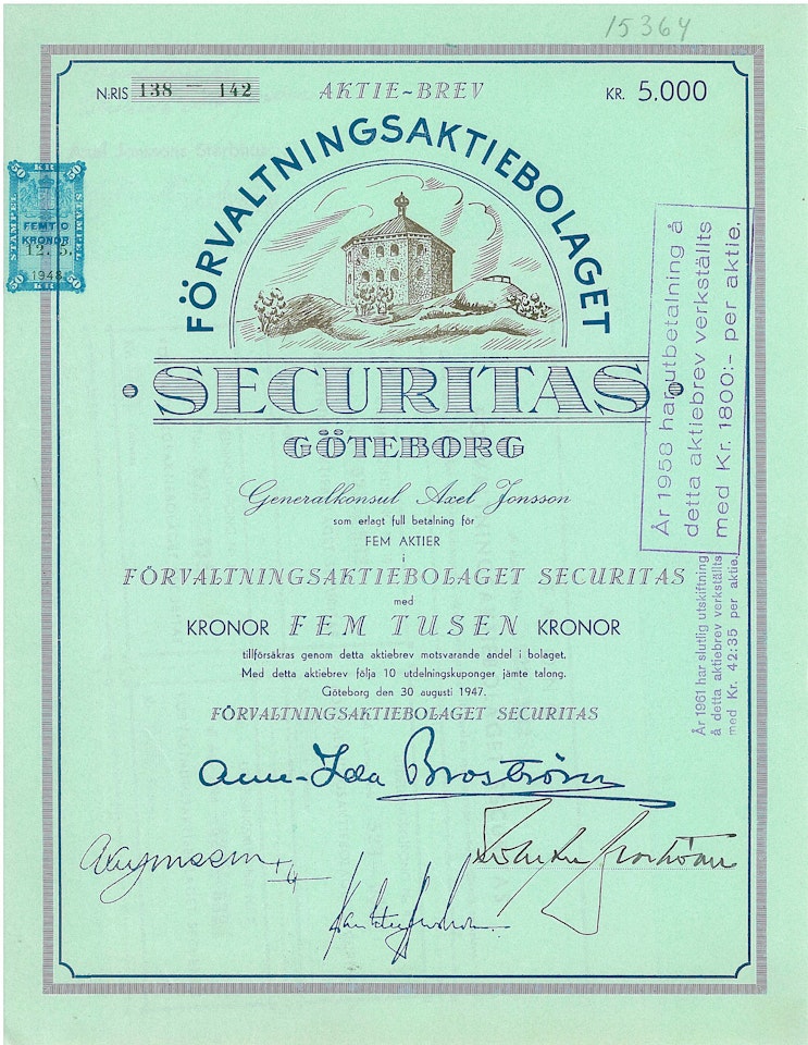 Förvaltnings AB Securitas, 1000 kr