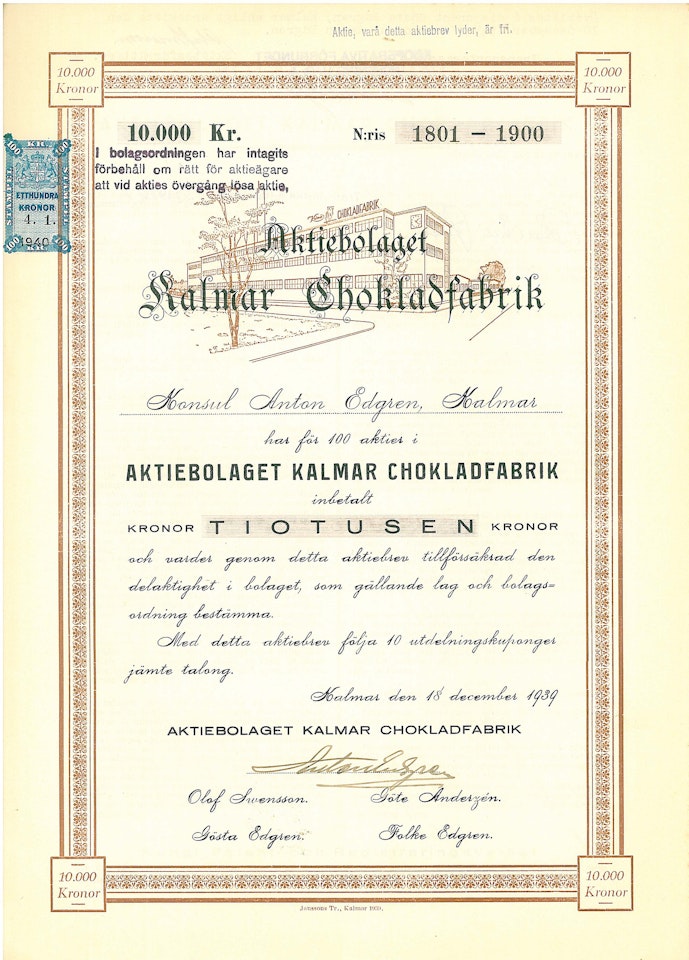 Kalmar Chokladfabrik, 1000 kr