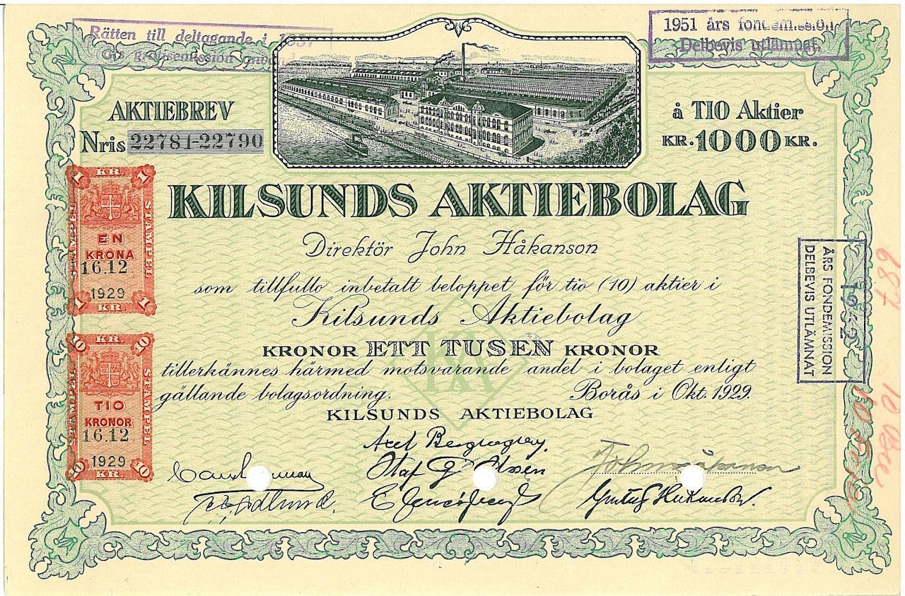 Kilsunds Aktiebolag, 1929
