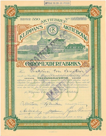 Klippans Chromläderfabriks AB, 1917