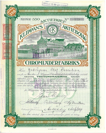 Klippans Chromläderfabriks AB, 1916