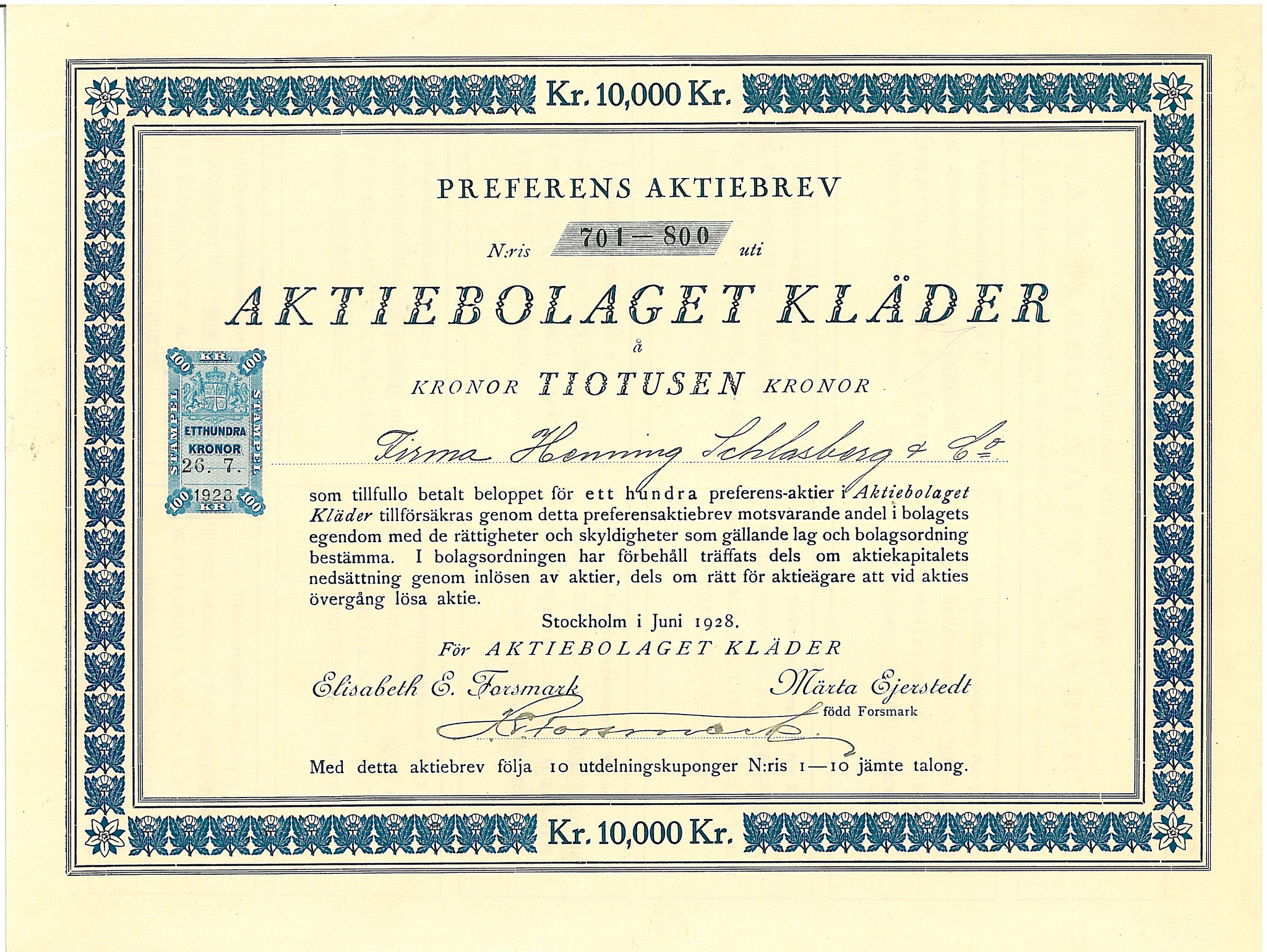 Kläder, AB, 10.000 kr