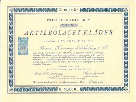 Kläder, AB, 10.000 kr