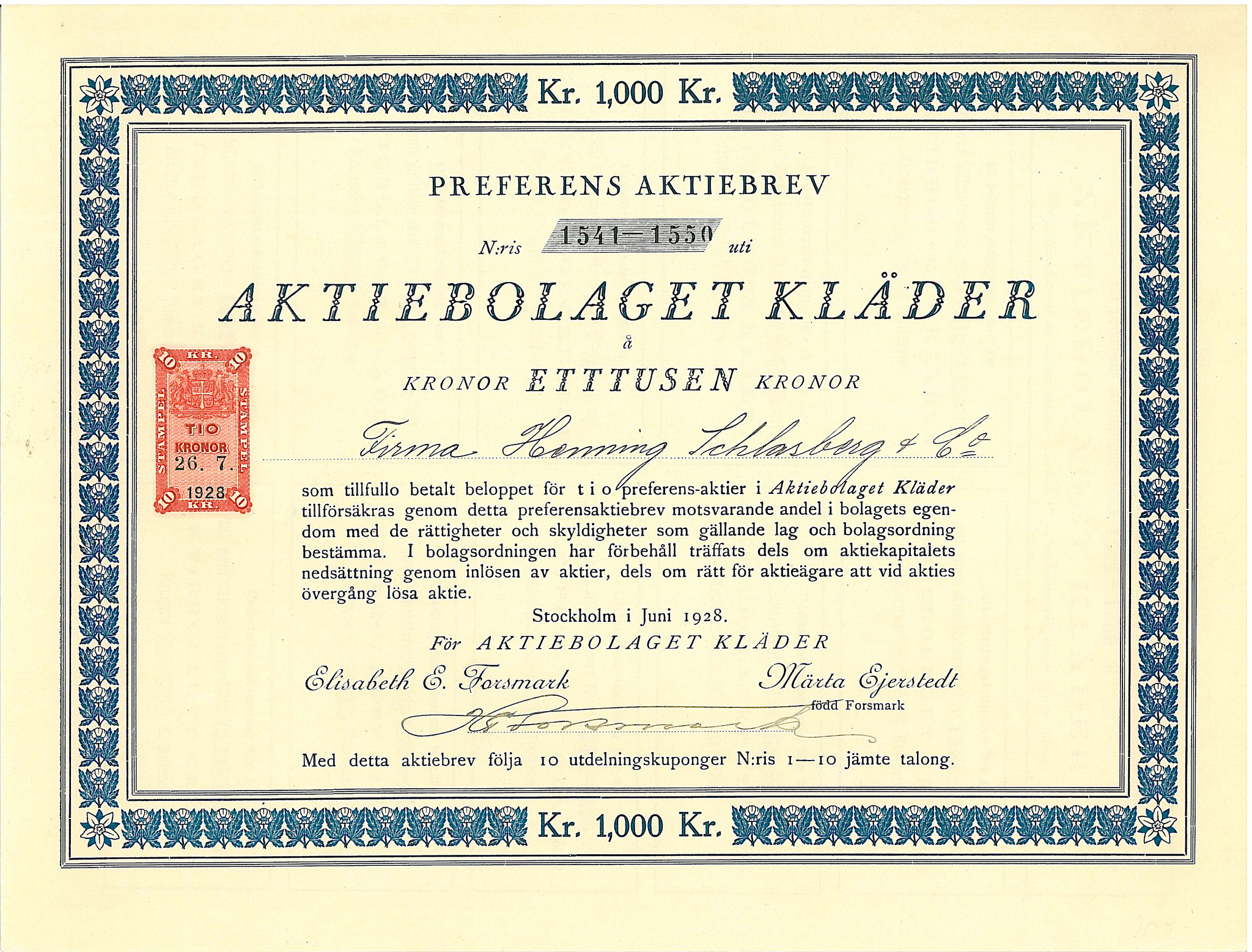 Kläder, AB, 1.000 kr