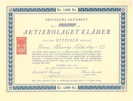 Kläder, AB, 1.000 kr