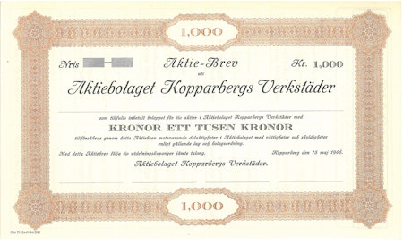 Kopparbergs Verkstäder, AB, 1000 kr