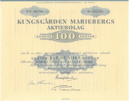 Kungsgården-Mariebergs AB, 100 kr