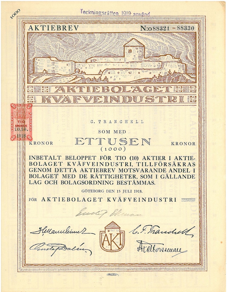 Kväfveindustri, AB, 1918