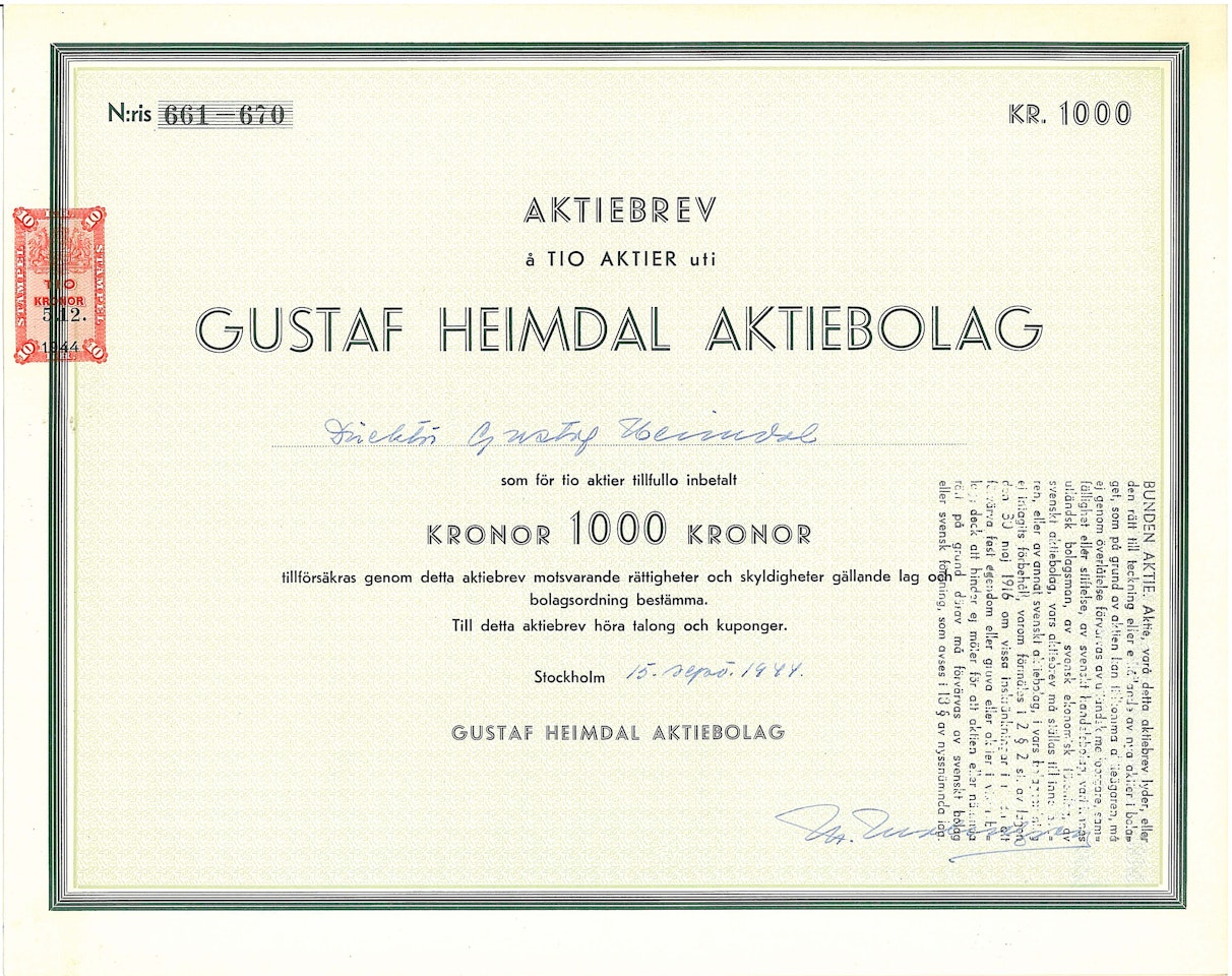Gustaf Heimdal AB, 1000 kr