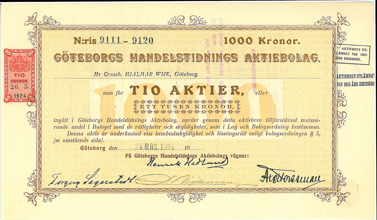 Göteborgs Handelstidnings AB 1924