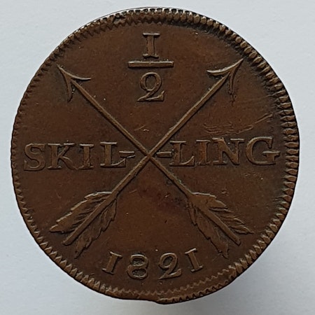 Karl XIV Johan 1/2 Skilling 1821