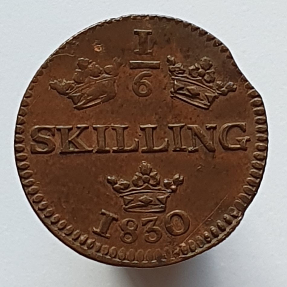 Karl XIV Johan 1/6 Skilling 1830